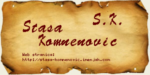 Staša Komnenović vizit kartica